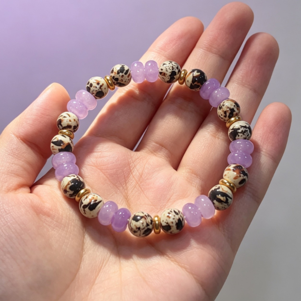Light Purple Speckled Turquoise Mixed Elastic Bracelet